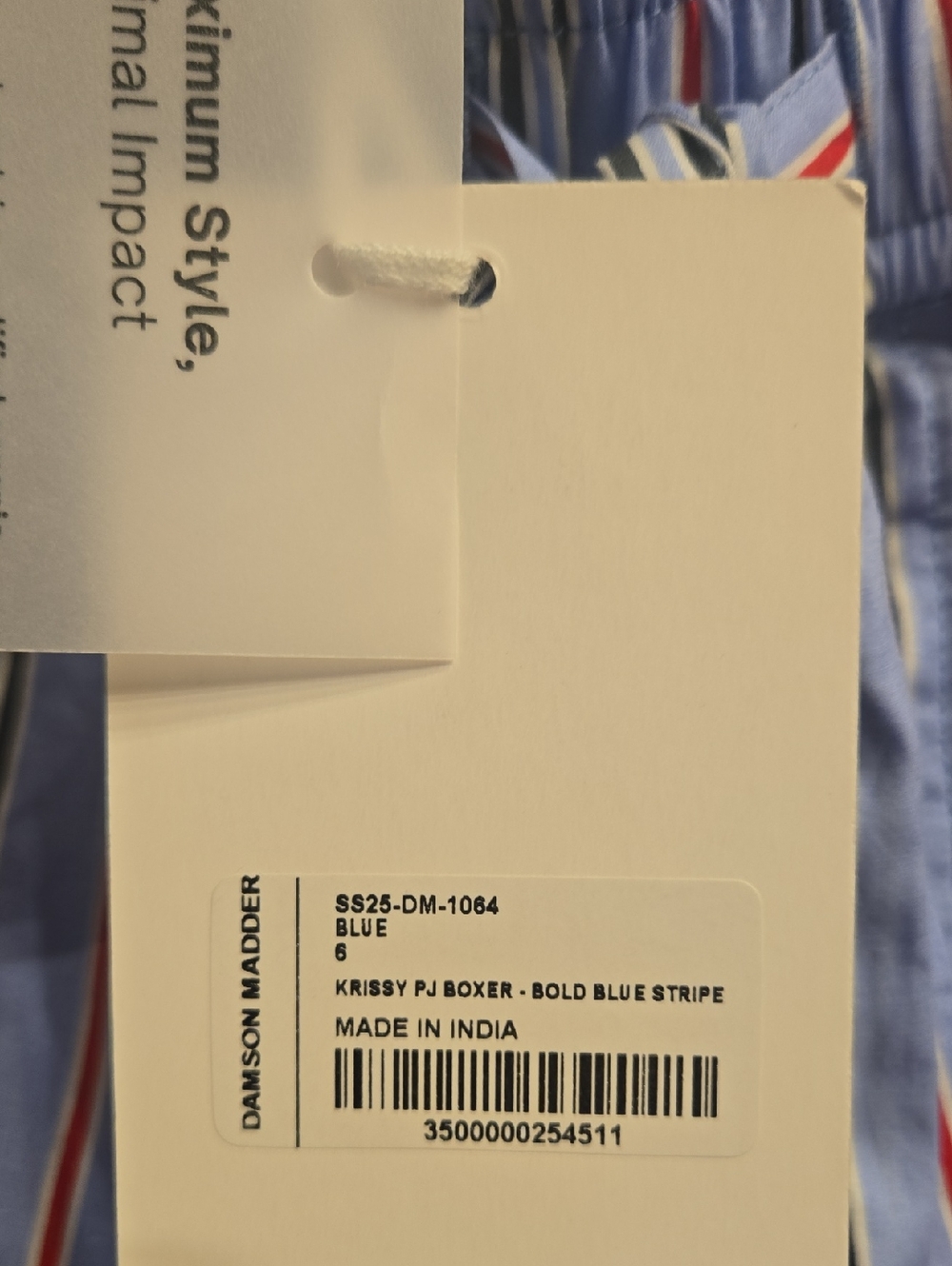 Damson Madder Krissy PJ Boxer in Bold Blue Stripe EU Size 6/ US Size 2 - Picture 5 of 10